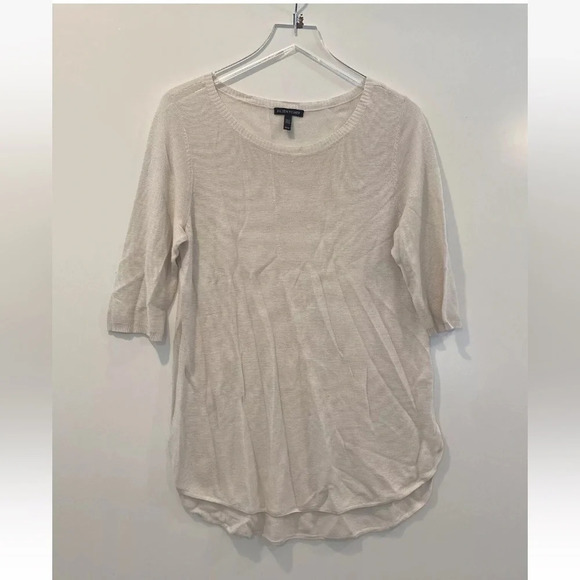 Eileen Fisher Ballet Neck Short Sleeve Long Tunic Sweater Womens Medium (661) - Picture 1 of 4